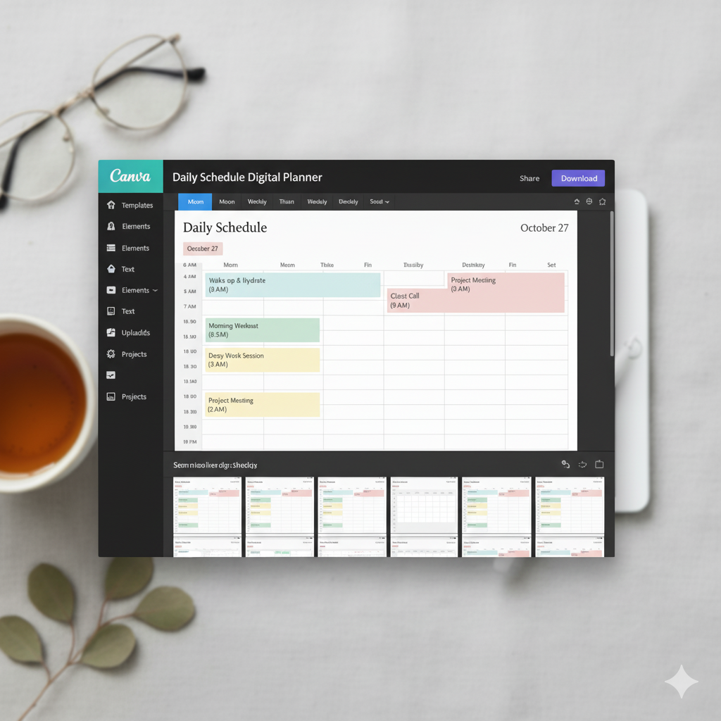 “Editable daily digital planner template for goal setting”by artisan anthology