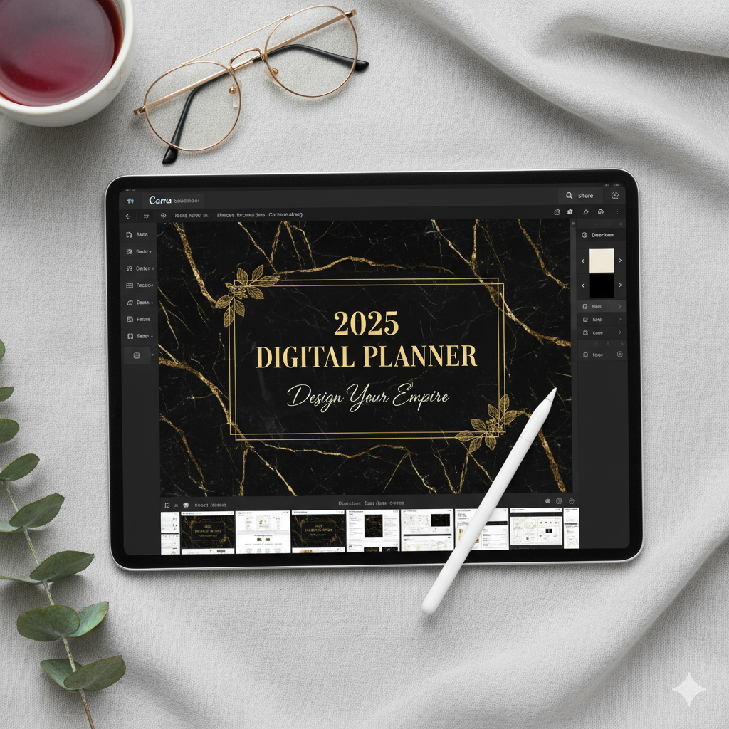 Elegant luxury digital planner cover for entrepreneurs by artisan anthology