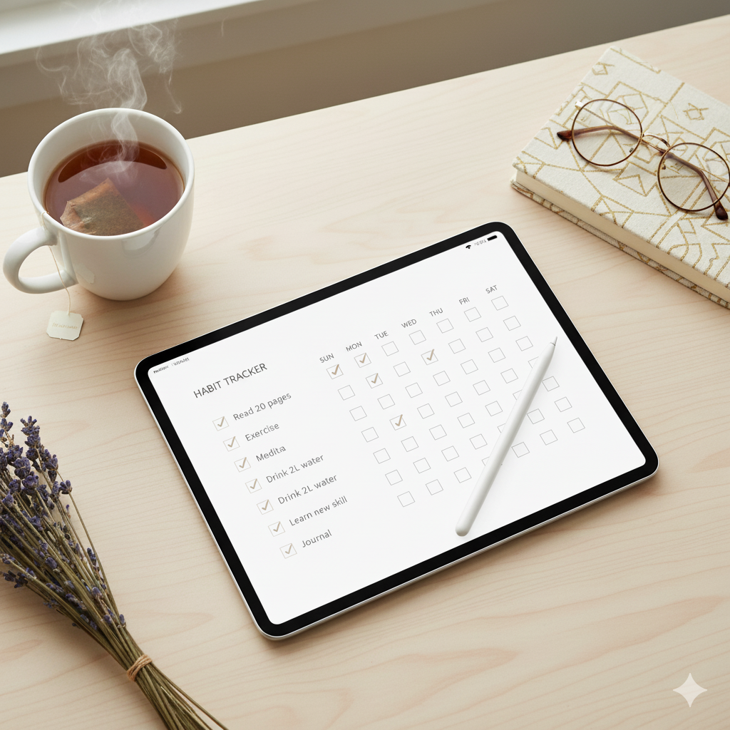 “Goal tracking template for consistency using digital planner by artisan anthology
