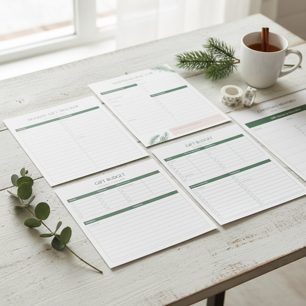 “Holiday gift tracker printable sheet with recipient list, budget tracker, and gift checklist”by artisan anthology