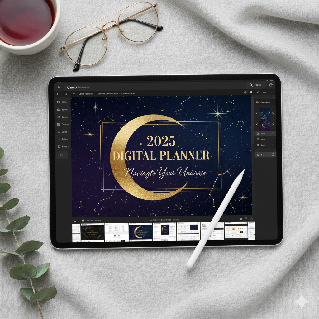 Manifestation digital planner cover celestial aesthetic by artisan anthology
