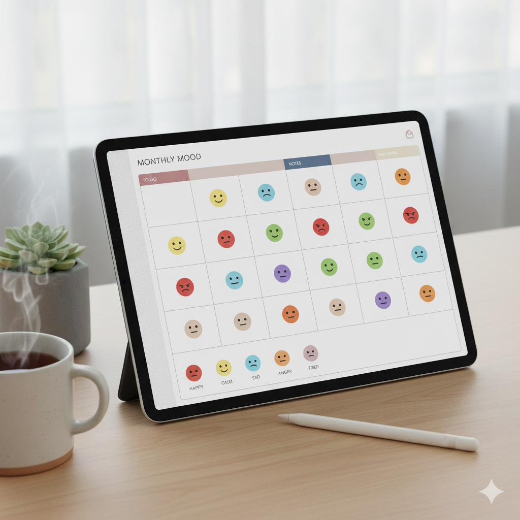 Mood tracker page in digital planner" by artisan anthology