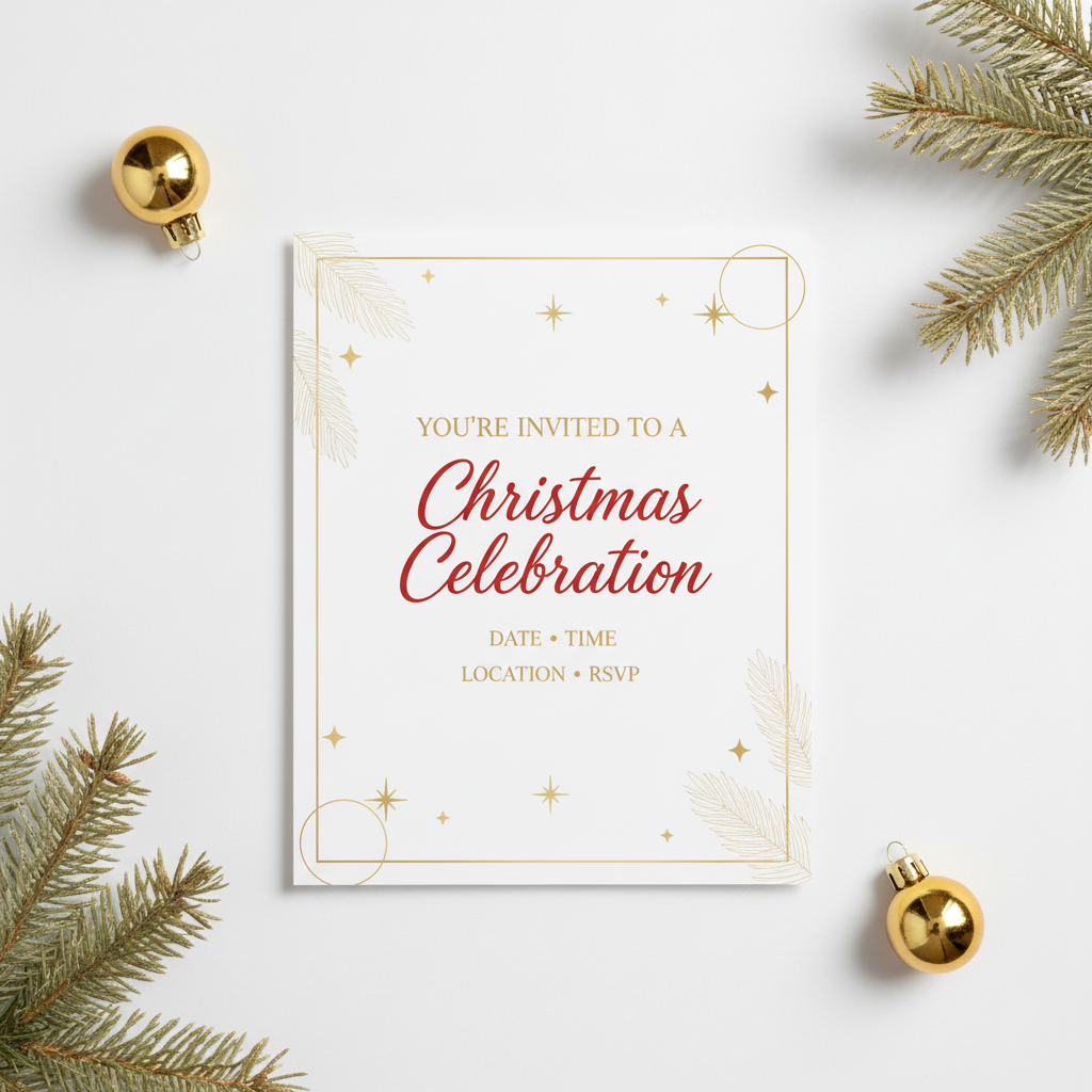 Printable Christmas party invitation template with editable holiday party wording. by artisan anthology