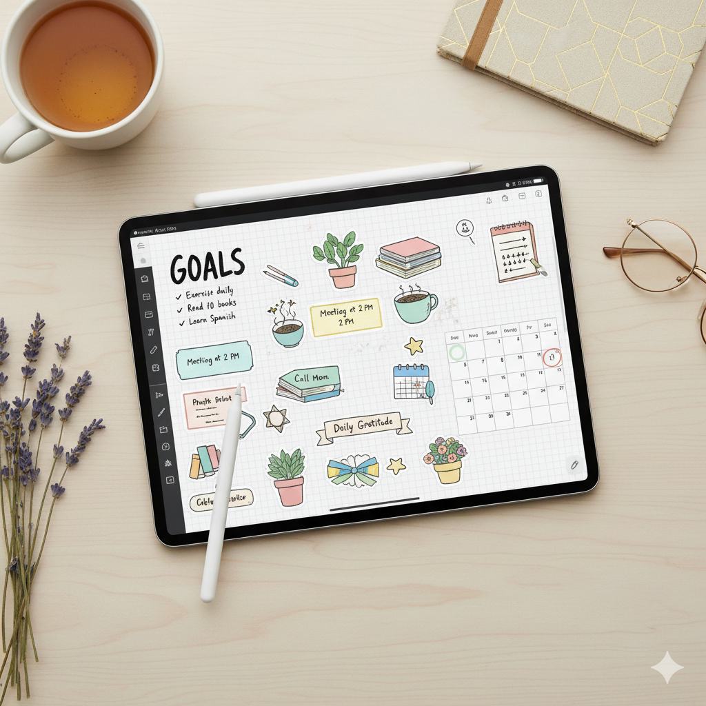 βZinnia digital planner app with aesthetic stickers and layoutsβ by artisan anthology