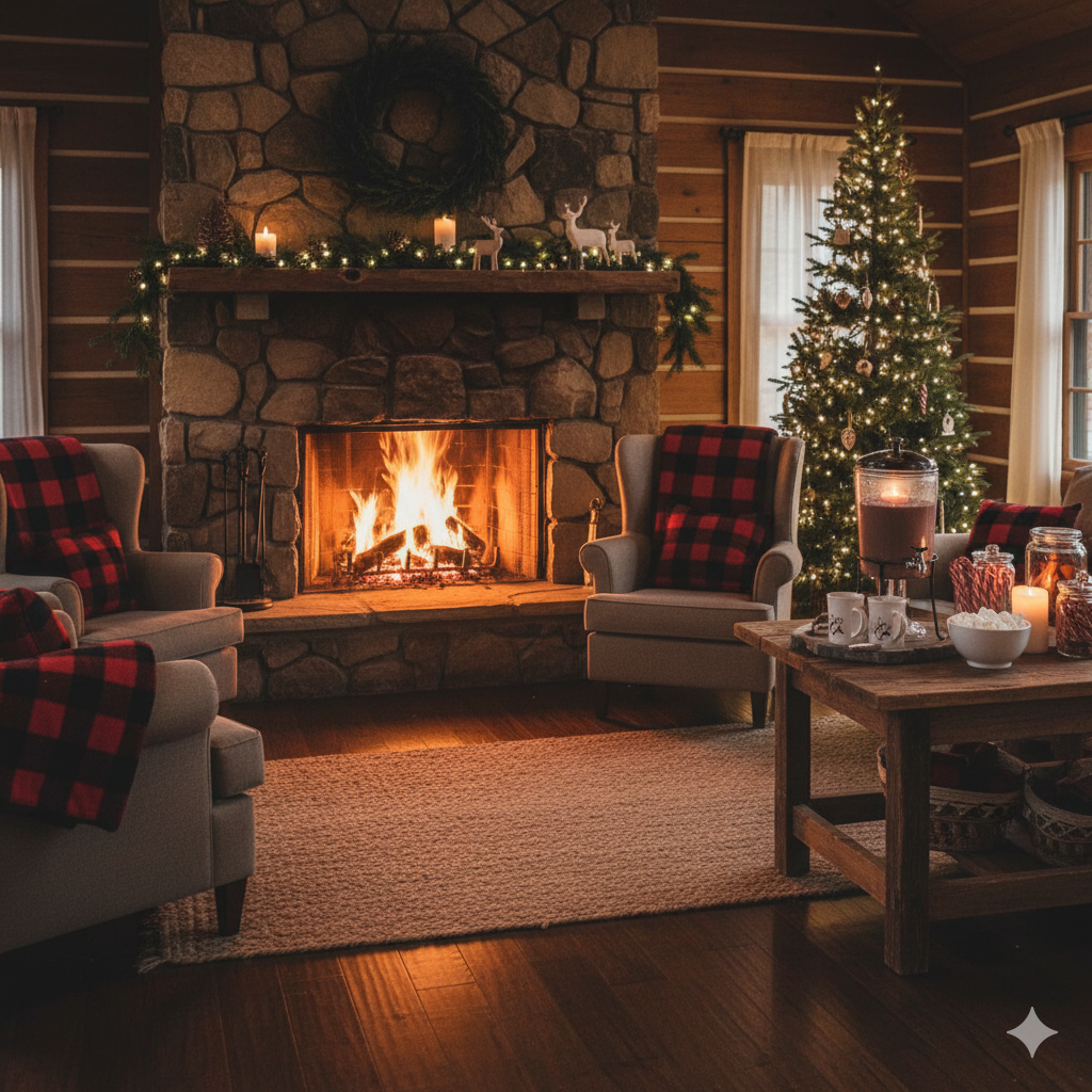 cozy cabin christmas home decor theme with rustic holiday decorations by artisan anthology