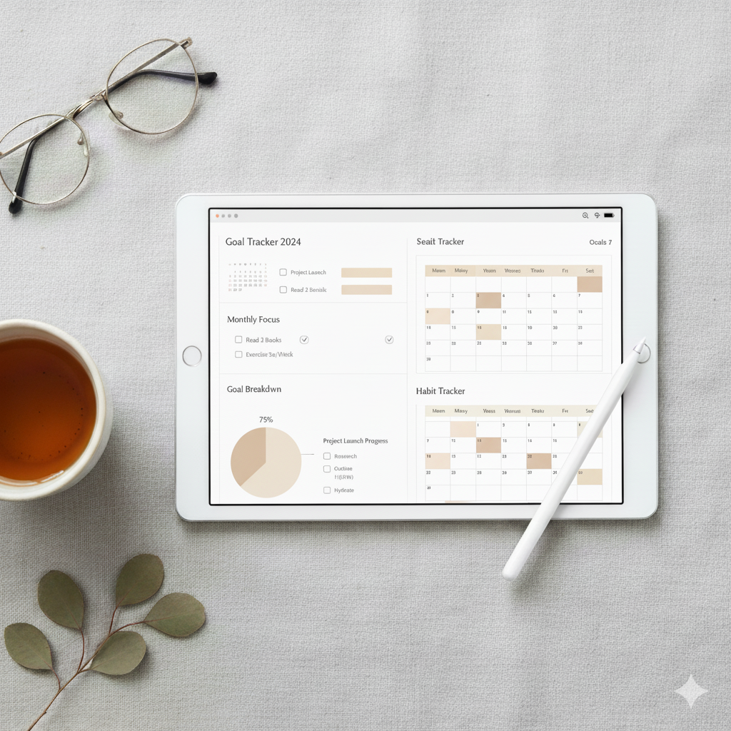 neutral aesthetic digital planner Canva by artisan anthology
