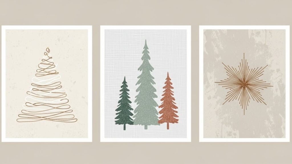 Boho Christmas wall art printable for modern home decor by artisan anthology.