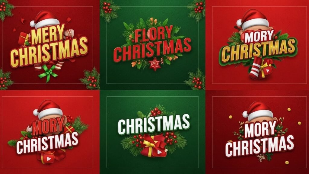 Christmas YouTube thumbnail templates in Canva by artisan anthology.