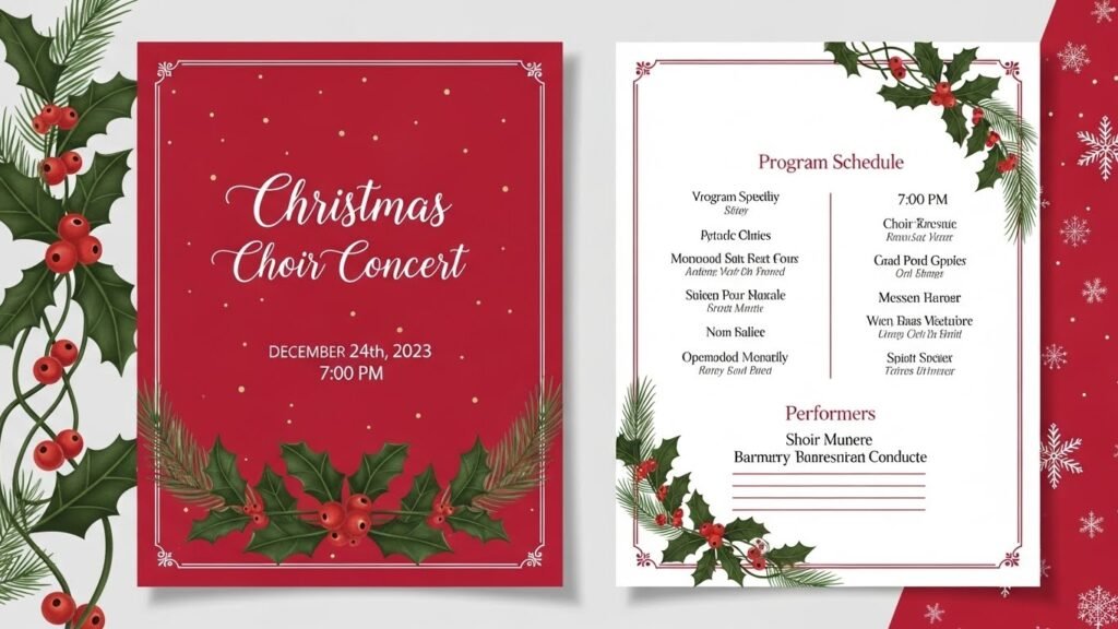 Christmas choir concert program template by artisan anthology.