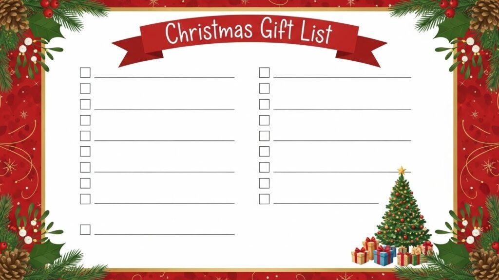 Holiday gift list printable by artisan anthology.