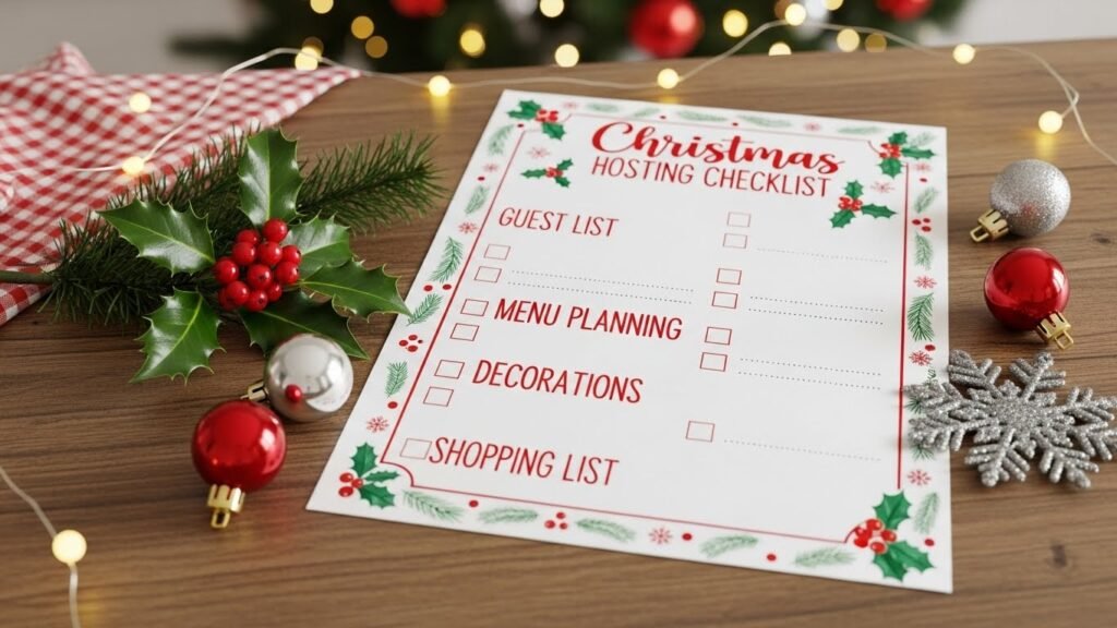 Christmas hosting checklist printable by artisan anthology.