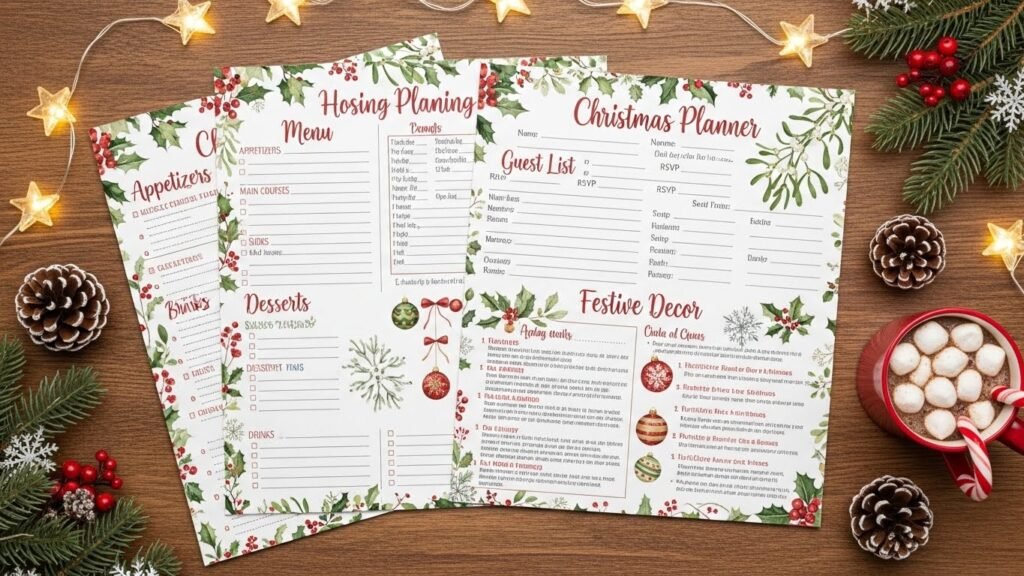 Christmas hosting planner printable for stress-free entertaining by artisan anthology.