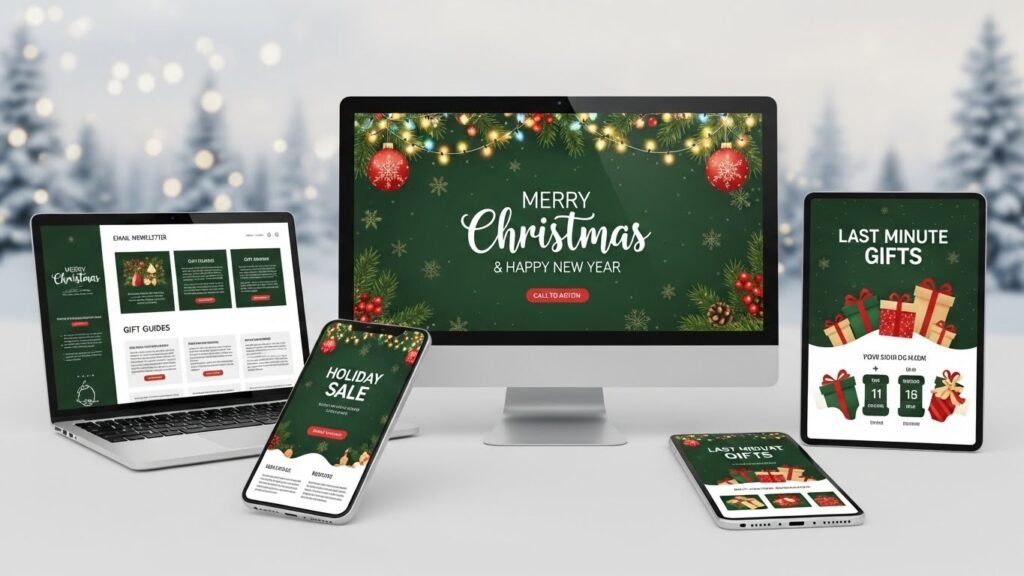 Christmas marketing templates for small businesses in Canva by artisan anthology.