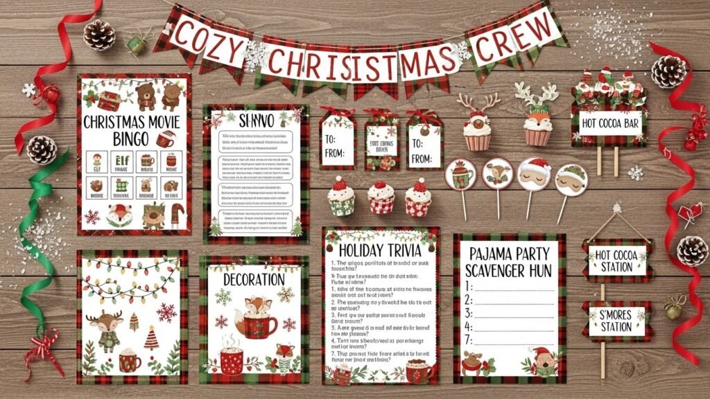Christmas pajama party printables by artisan anthology.
