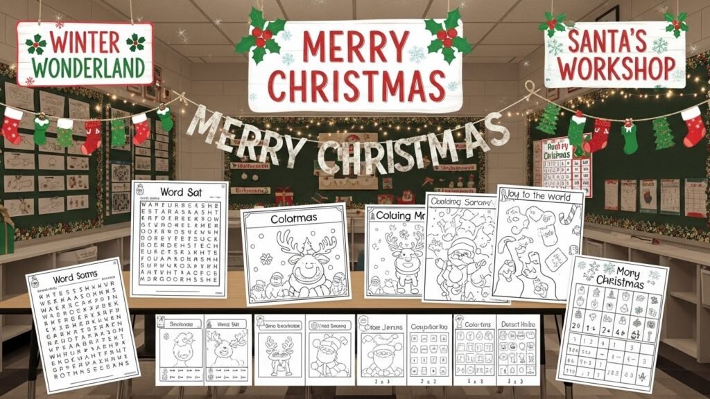 Classroom Christmas printables for teachers by artisan anthology.