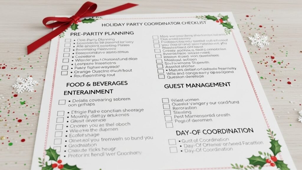 Holiday party coordinator checklist printable by artisan anthology.