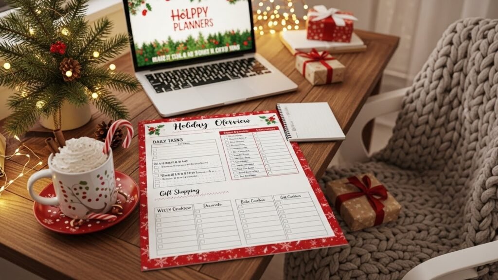 Holiday productivity planner printable by artisan anthology.