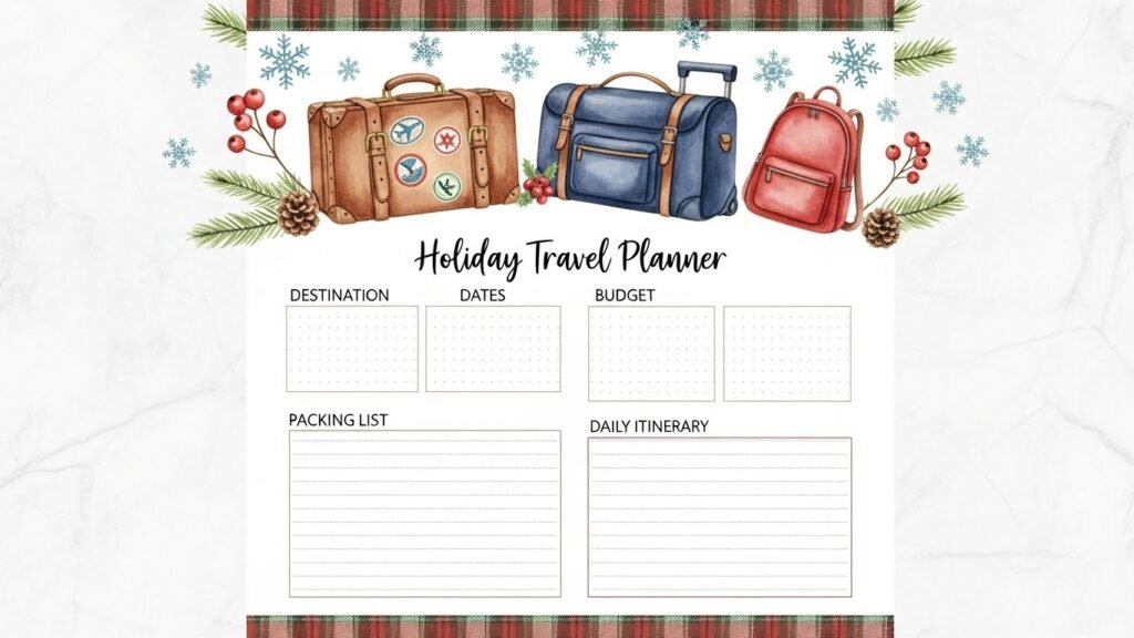 Holiday travel planner printable by artisan anthology.