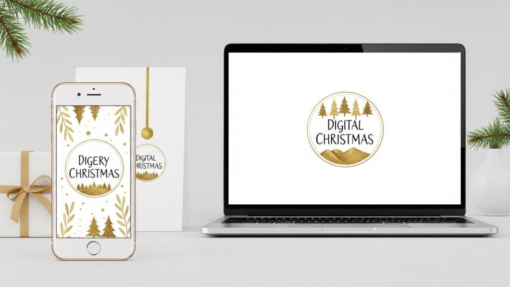 Modern Christmas e-card designs for digital sending.by artisan anthology.