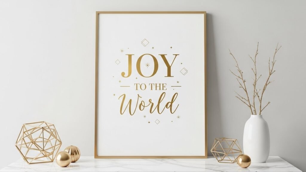 “Modern holiday quote print with elegant gold accents and stylish Christmas typography.”by artisan anthology.
