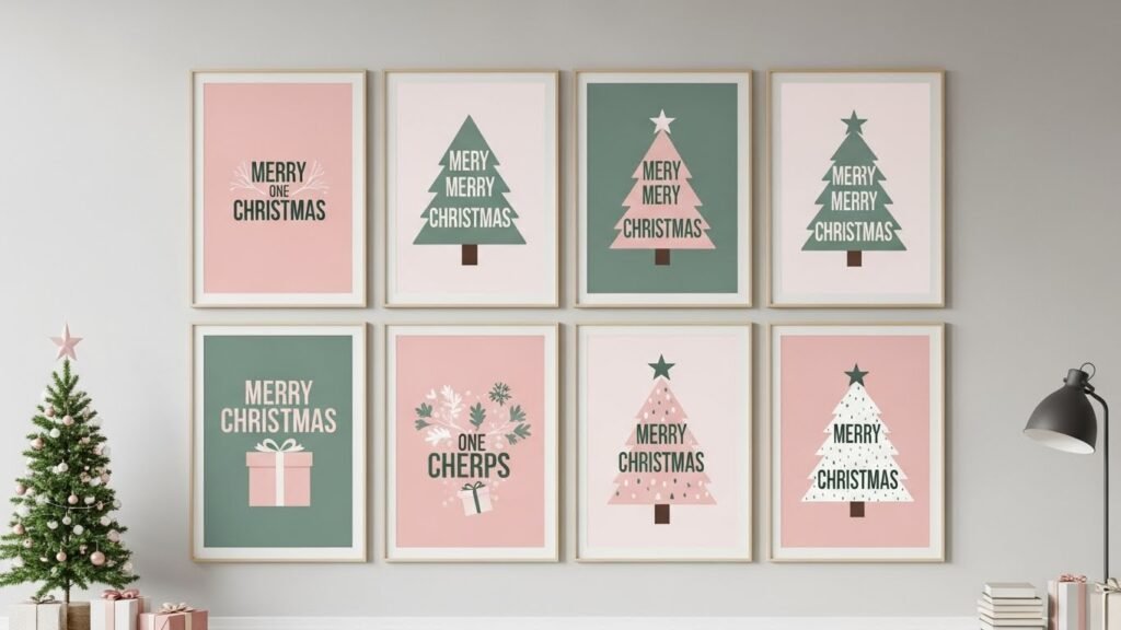 Pastel Christmas wall prints printable by artisan anthology.
