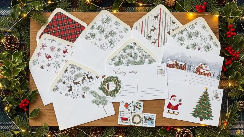 Printable Christmas envelope templates with matching liners by artisan anthology
