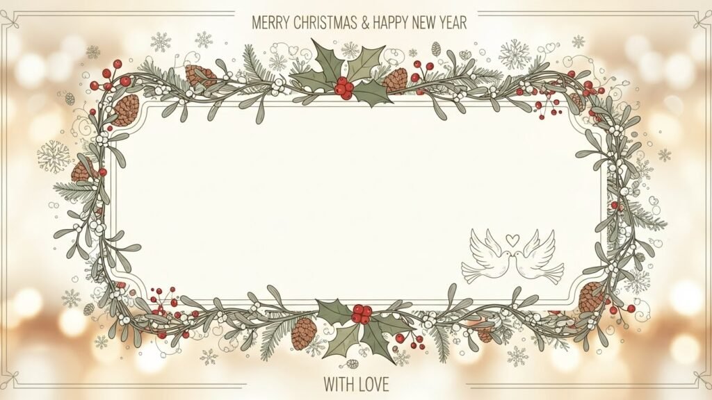 Romantic Christmas couple card template printable.by artisan anthology.