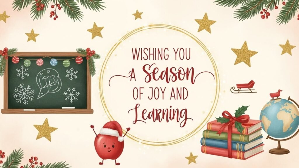 Short Christmas messages for teachers printable card.by artisan anthology.