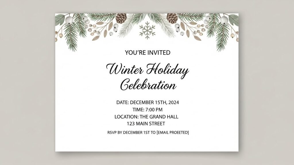 Winter holiday gathering invitation by artisan anthology.