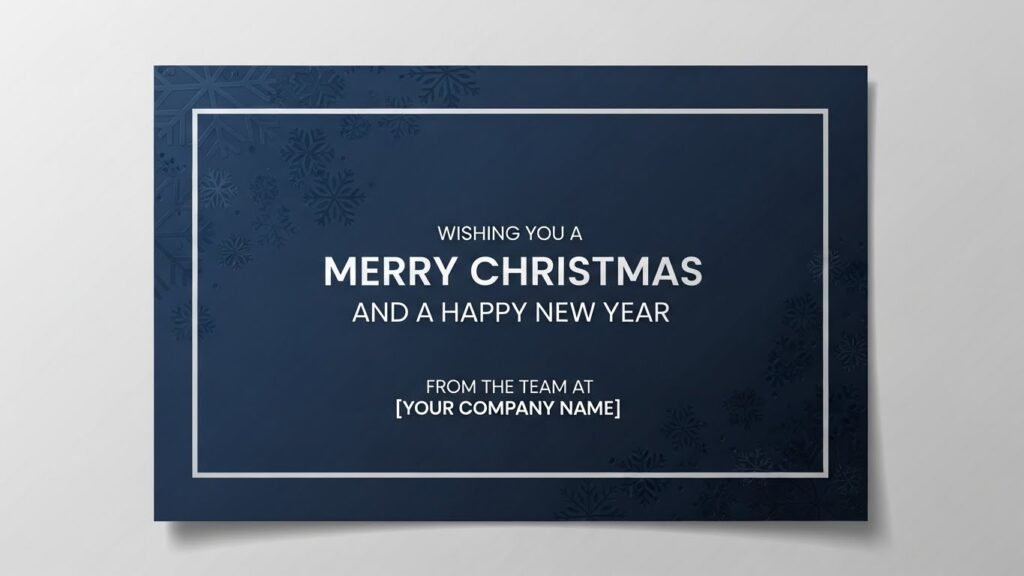 office christmas card template with modern corporate design by artisan anthology
