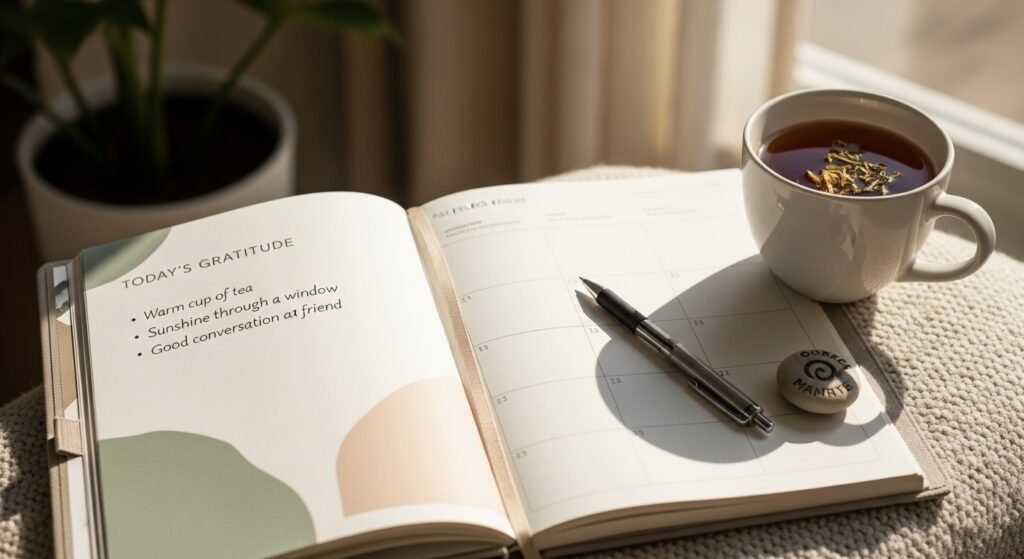 Gratitude section in a daily planner by artisan anthology.