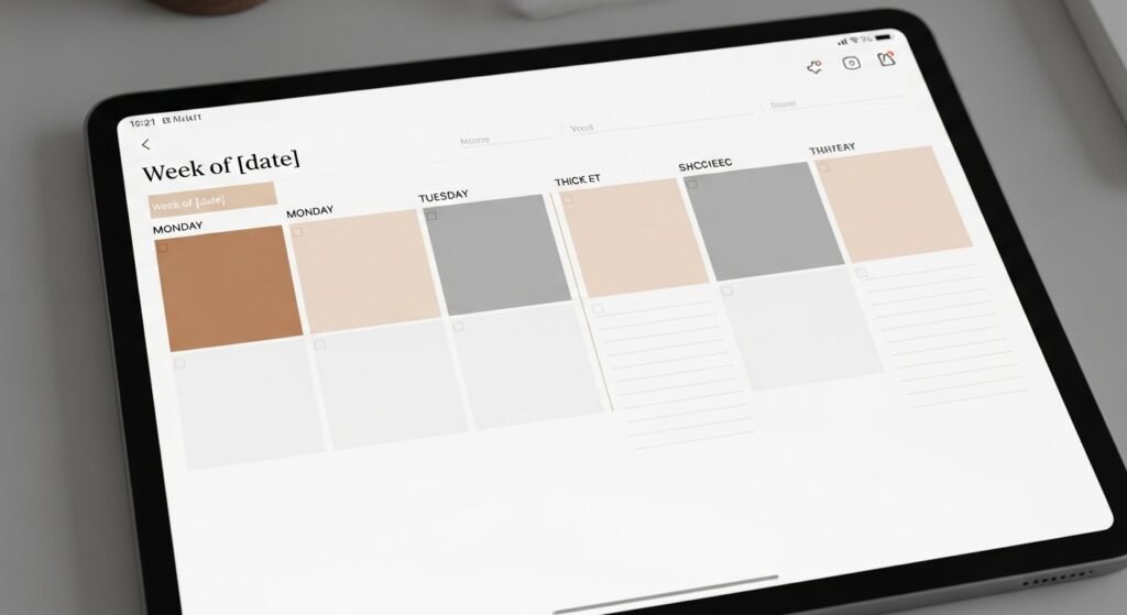 aesthetic but functional digital planner layout by artisan anthology.