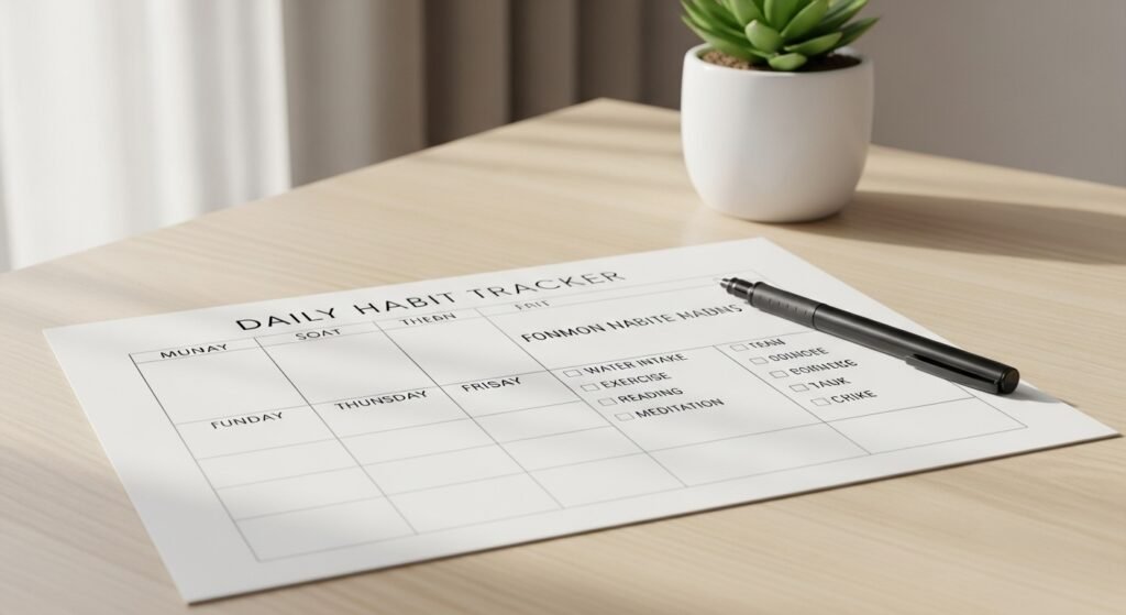 daily habit tracker printable for behavior tracking by artisan anthology.