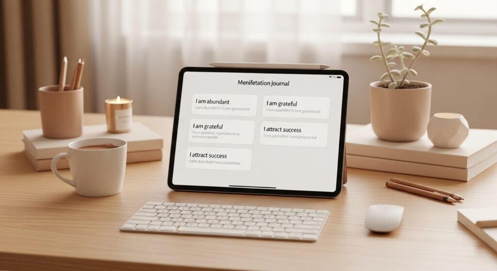 daily manifestation journaling on digital planner by artisan anthology.