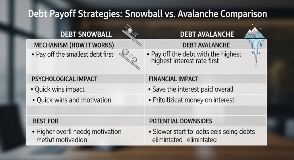 debt snowball vs avalanche payoff comparison by artisan anthology.