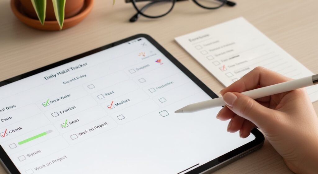 digital daily habit tracker for productivity and consistency by artisan anthology.