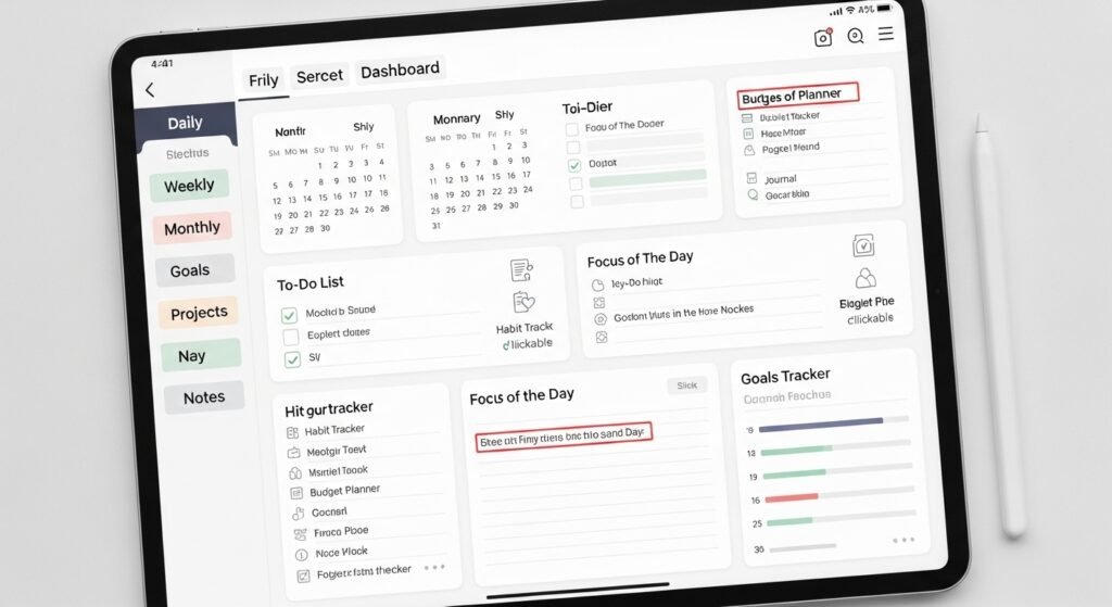 digital planner features for productivity by artisan anthology.