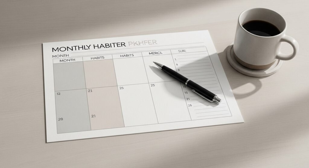 minimalist monthly habit tracker printable for productivity planning by artisan anthology.