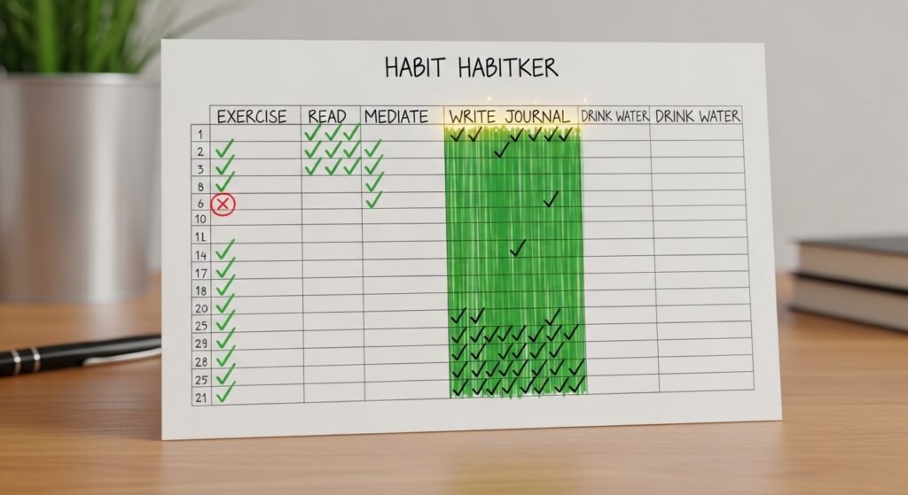 monthly habit tracker for long term habit formation by artisan anthology.