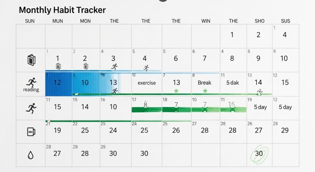 monthly habit tracker for long term habit tracking by artisan anthology.