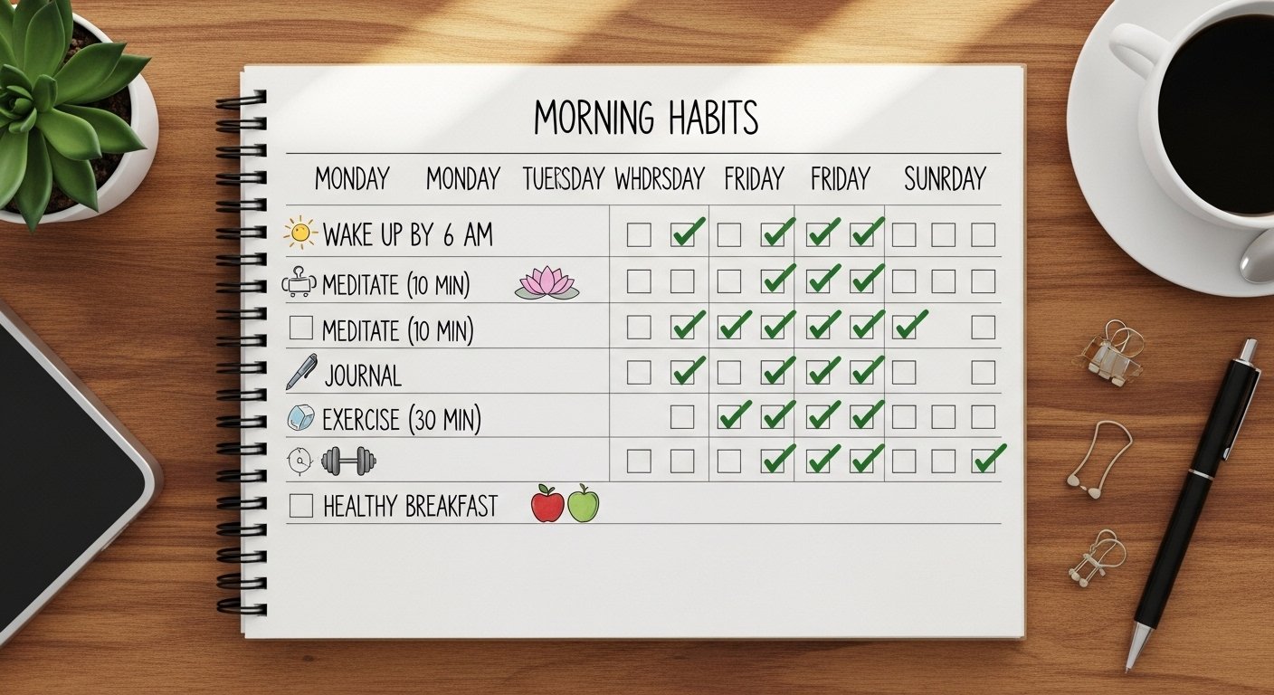 morning routine habit tracker for successful women by artisan anthology.