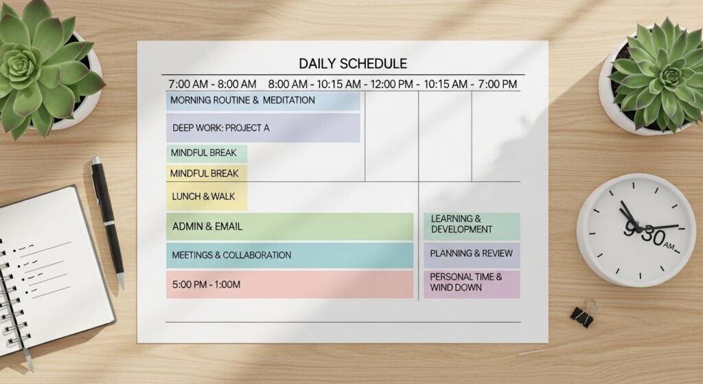 time blocking during 30 day life reset by artisan anthology.