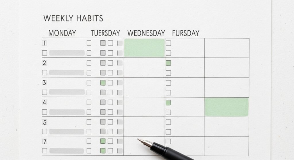 weekly habit tracker printable for building consistent habits by artisan anthology.