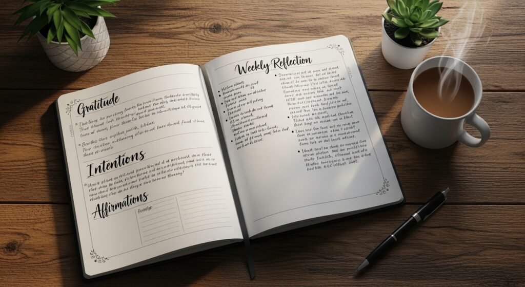 weekly manifestation journaling reflection example by artisan anthology.