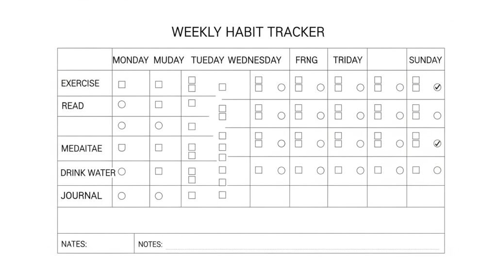 weekly habit tracker printable for habit building beginners by artisan anthology.