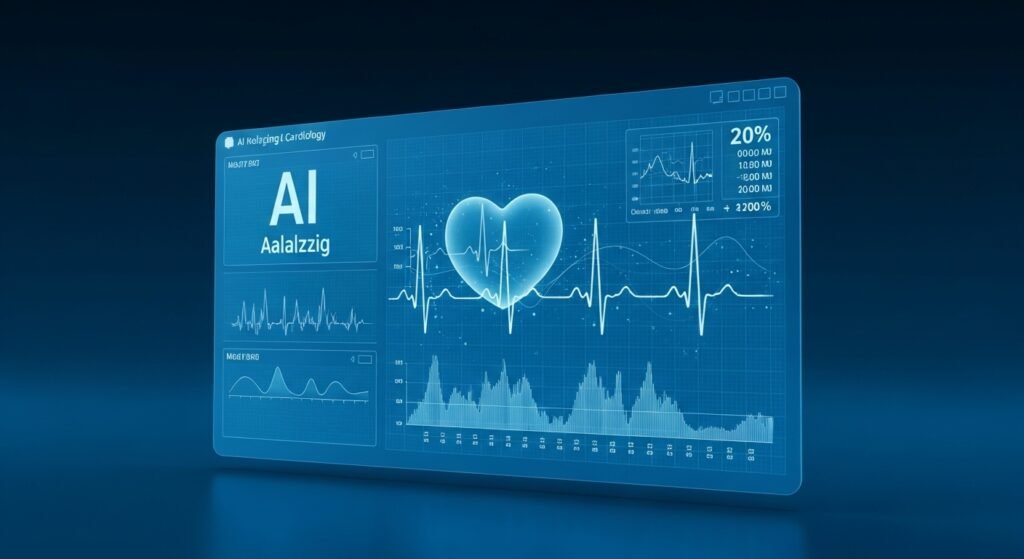 AI analyzing ECG data for early heart disease detection by artisan anthology.