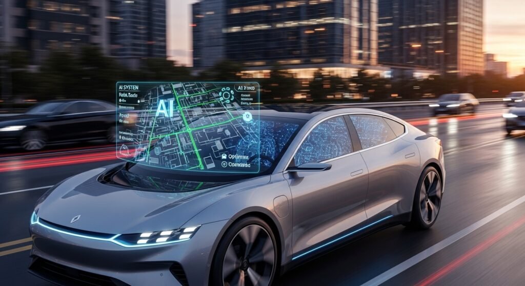 AI optimizing transportation to reduce emissions by artisan anthology.