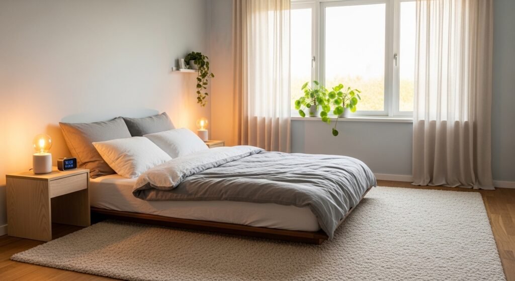 Calm bedroom setup optimized for sleep by artisan anthology.