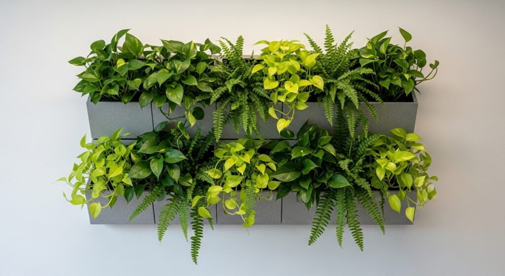 Decorative vertical garden wall design for small spaces by artisan anthology.