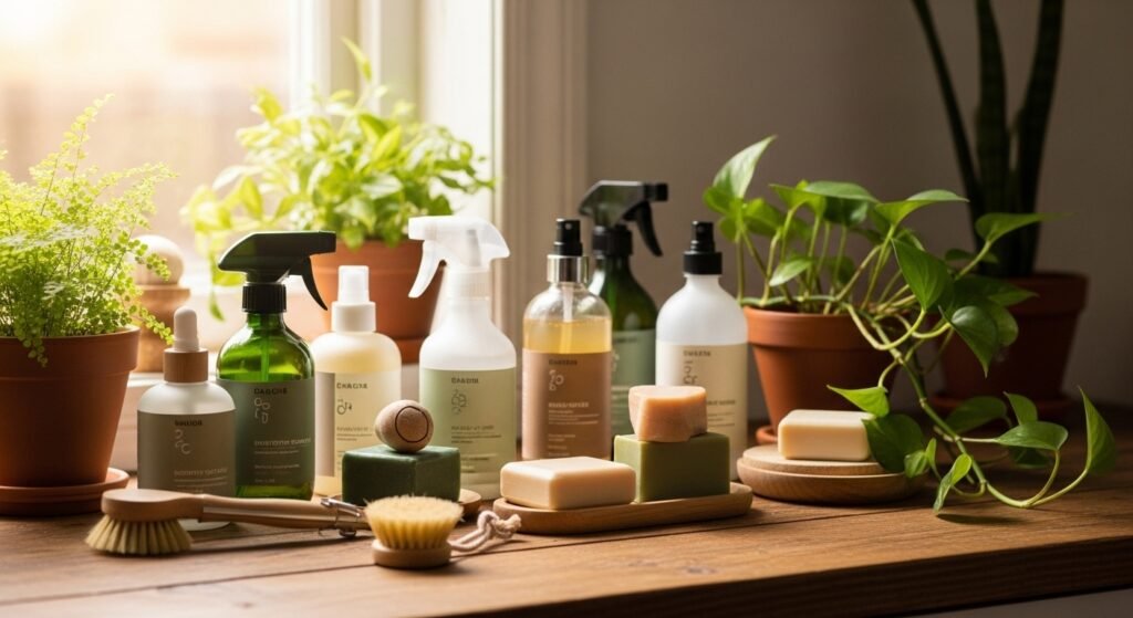 Eco-friendly cleaning products setup in a modern home by artisan anthology.